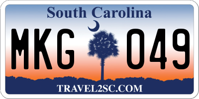 SC license plate MKG049
