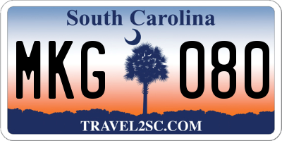 SC license plate MKG080