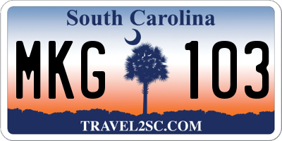 SC license plate MKG103