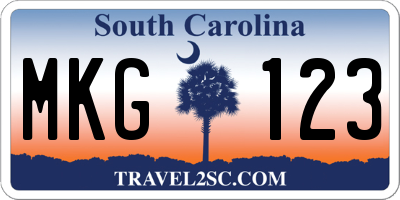 SC license plate MKG123