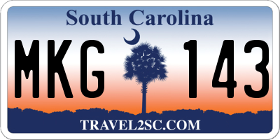 SC license plate MKG143