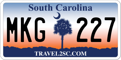 SC license plate MKG227
