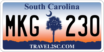 SC license plate MKG230