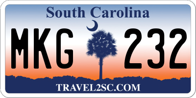 SC license plate MKG232