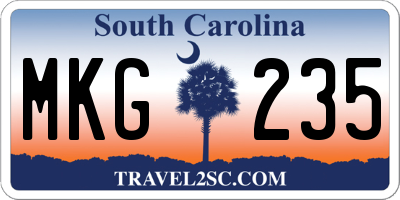 SC license plate MKG235
