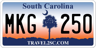 SC license plate MKG250