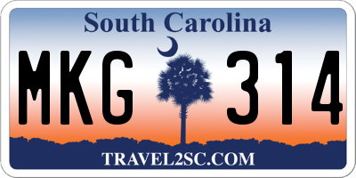 SC license plate MKG314