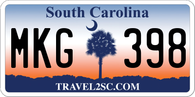 SC license plate MKG398