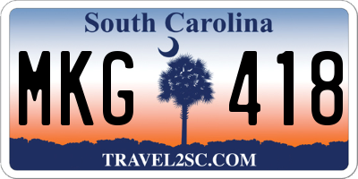 SC license plate MKG418