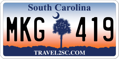 SC license plate MKG419