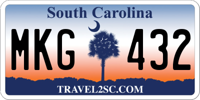 SC license plate MKG432