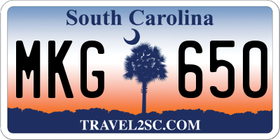 SC license plate MKG650