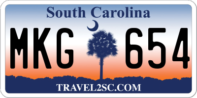 SC license plate MKG654