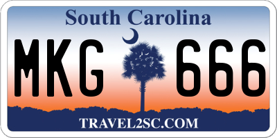 SC license plate MKG666