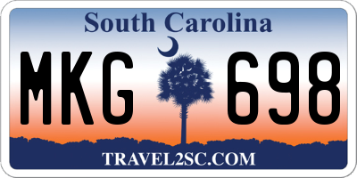 SC license plate MKG698
