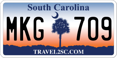 SC license plate MKG709
