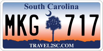 SC license plate MKG717