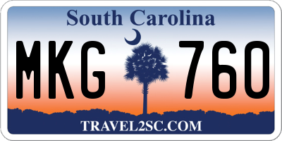 SC license plate MKG760