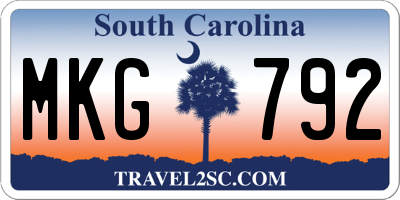 SC license plate MKG792