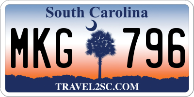 SC license plate MKG796