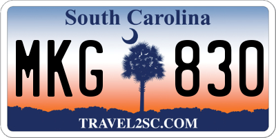 SC license plate MKG830