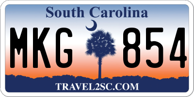 SC license plate MKG854