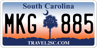 SC license plate MKG885
