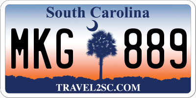 SC license plate MKG889