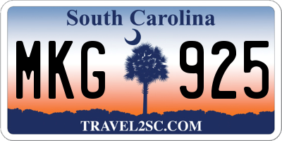 SC license plate MKG925