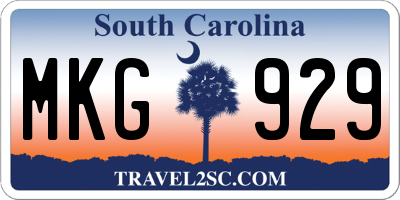SC license plate MKG929