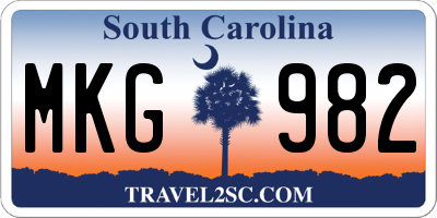 SC license plate MKG982