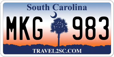 SC license plate MKG983