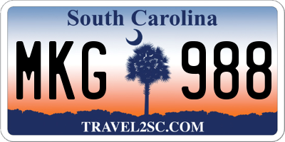 SC license plate MKG988