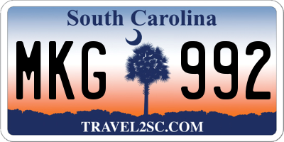 SC license plate MKG992