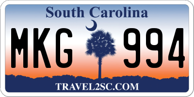 SC license plate MKG994