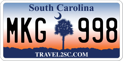 SC license plate MKG998