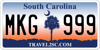 SC license plate MKG999