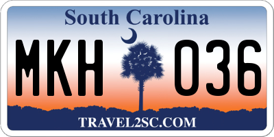 SC license plate MKH036