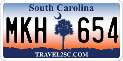 SC license plate MKH654