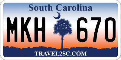 SC license plate MKH670