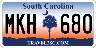 SC license plate MKH680