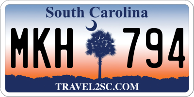 SC license plate MKH794