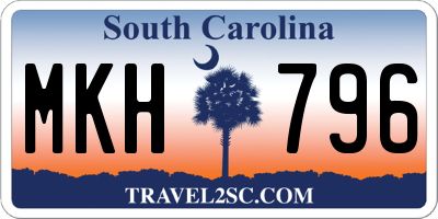 SC license plate MKH796