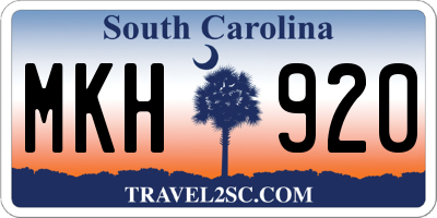 SC license plate MKH920