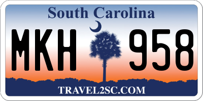 SC license plate MKH958