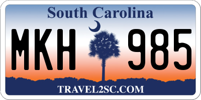 SC license plate MKH985