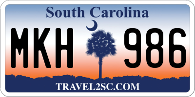 SC license plate MKH986