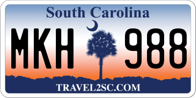 SC license plate MKH988