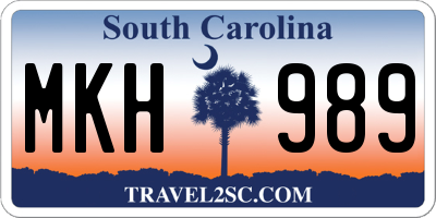 SC license plate MKH989