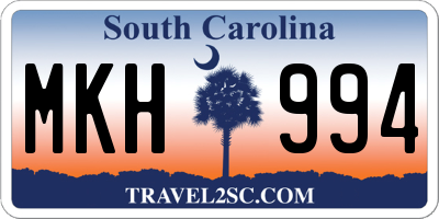 SC license plate MKH994